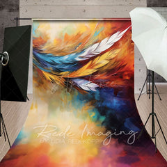 Aperturee - Aperturee Oil Painted Vibrant Feather Fine Art Sweep Backdrop