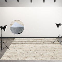 Aperturee - Aperturee Old Retro White Wood Fabric Floor Backdrop For Photo