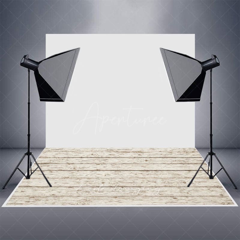 Aperturee - Aperturee Old Retro White Wooden Rubber Floor Mat For Photo