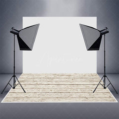 Aperturee - Aperturee Old Retro White Wooden Rubber Floor Mat For Photo