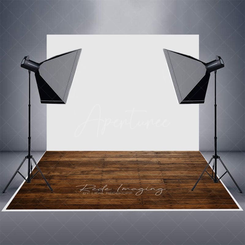 Aperturee - Aperturee Old Style Brown Wooden Rubber Floor Mat For Photo