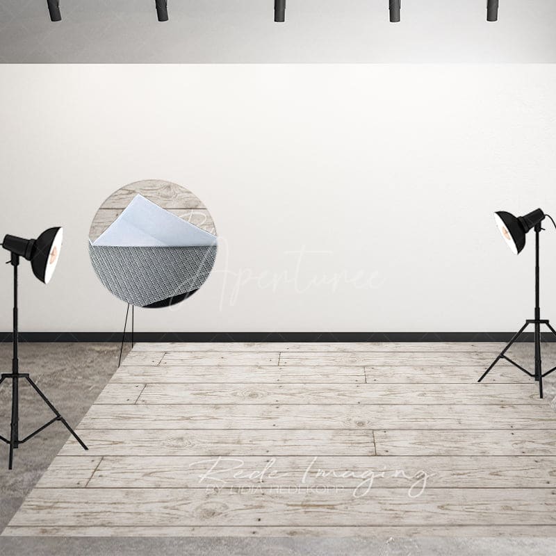 Aperturee - Aperturee Old Style White Wood Fabric Floor Backdrop For Photo
