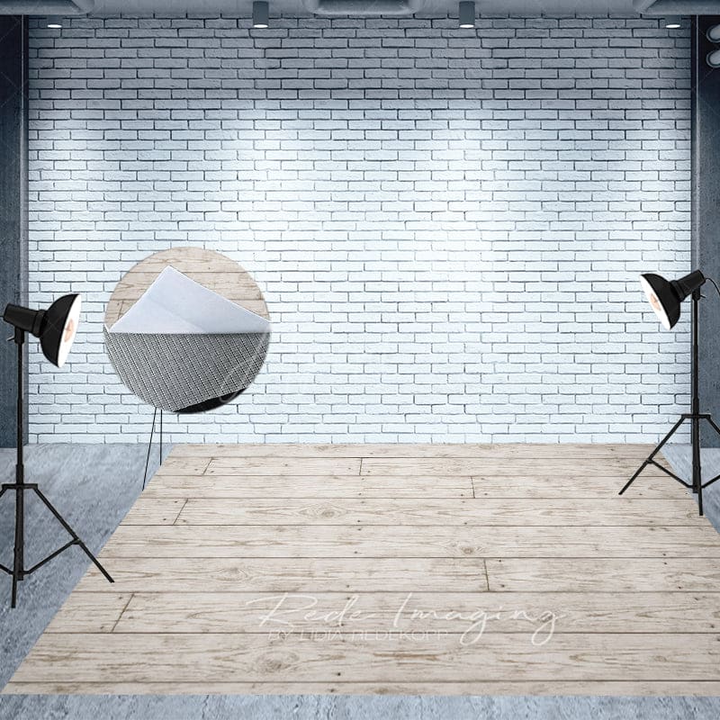 Aperturee - Aperturee Old Style White Wood Fabric Floor Backdrop For Photo