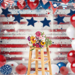 Aperturee - Aperturee Oldstyle USA Flag Balloon Stars Photography Backdrop