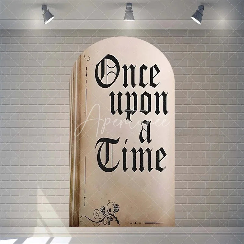 Aperturee - Aperturee Once Upon a Time Storybook Arch Backdrop Personalized Fairytale Princess Kingdom Party Decoration