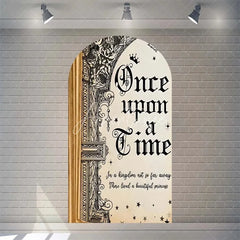 Aperturee - Aperturee Once Upon a Time Storybook Arch Backdrop Personalized Fairytale Princess Kingdom Party Decoration