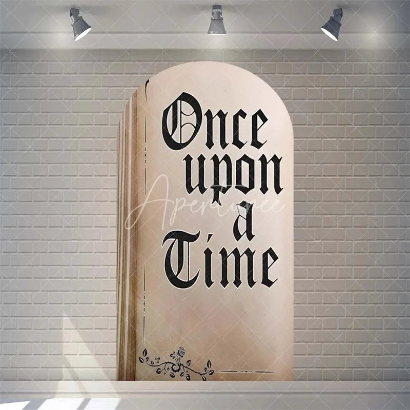 Aperturee - Aperturee Once Upon a Time Storybook Arch Backdrop Personalized Fairytale Princess Kingdom Party Decoration