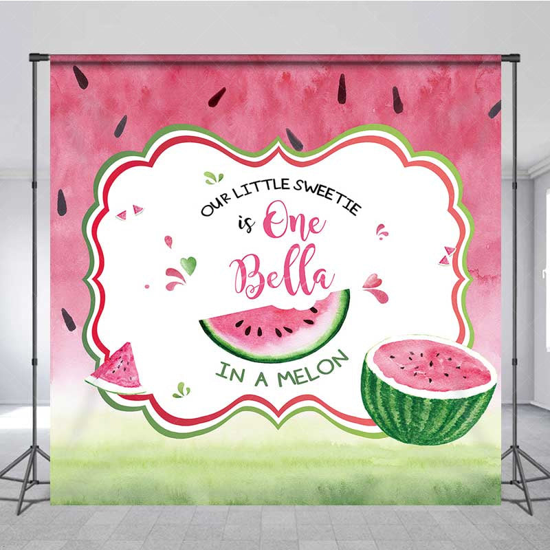 Aperturee Aperturee One in a Melon First Birthday Backdrop Custom Name Watermelon Party Banner Our Little Sweetie Summer Fruit Decor