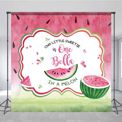 Aperturee Aperturee One in a Melon First Birthday Backdrop Custom Name Watermelon Party Banner Our Little Sweetie Summer Fruit Decor