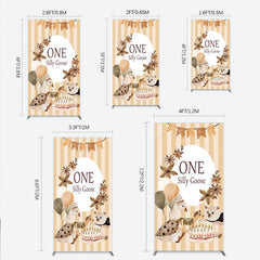Aperturee - Aperturee One Silly Goose First Birthday Rectangle Backdrop Farm Themed Party with Goose and Bear Rustic Storybook Decor Prop