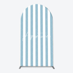 Aperturee - Aperturee One Silly Goose Light Blue Arch Backdrop Kit Stripe and Gingham Patterns for Baby Shower First Birthday Party Decor