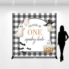 Aperturee Aperturee One Spooky Dude First Birthday Backdrop Cute Ghost and Pumpkin Halloween Personalized Girl’s Boo Day Party Decor