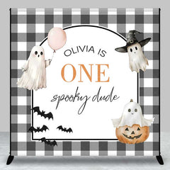 Aperturee Aperturee One Spooky Dude First Birthday Backdrop Cute Ghost and Pumpkin Halloween Personalized Girl’s Boo Day Party Decor
