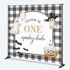 Aperturee Aperturee One Spooky Dude First Birthday Backdrop Cute Ghost and Pumpkin Halloween Personalized Girl’s Boo Day Party Decor