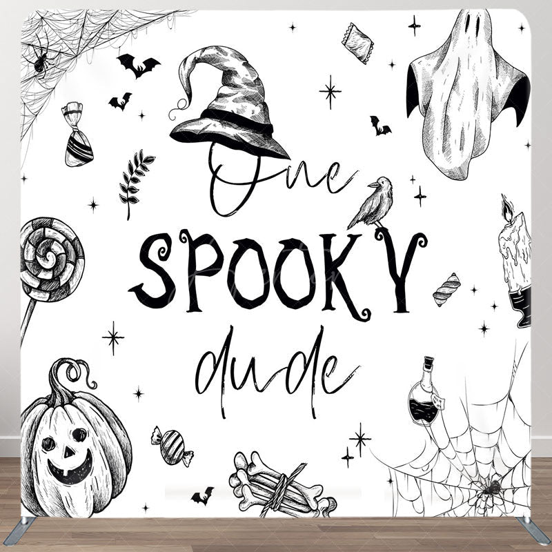 Aperturee - Aperturee One Spooky Dude Halloween Square Tension Backdrop