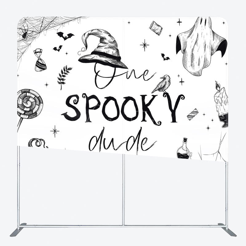 Aperturee - Aperturee One Spooky Dude Halloween Square Tension Backdrop