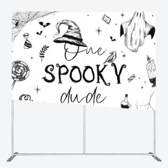 Aperturee - Aperturee One Spooky Dude Halloween Square Tension Backdrop