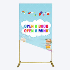 Aperturee - Aperturee Open A Book Open A Mind Blue Birthday Rectangle Backdrop