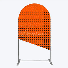 Aperturee - Aperturee Orange and Black Diamond Gradient Arch Backdrop Modern Geometric Pattern Party Cover