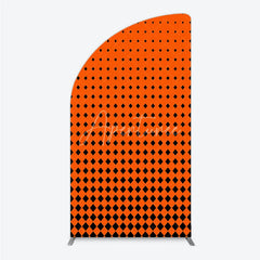 Aperturee - Aperturee Orange and Black Diamond Gradient Half Moon Arch Backdrop Modern Geometric Pattern Party Cover