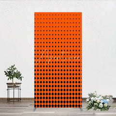 Aperturee - Aperturee Orange and Black Diamond Gradient Rectangle Backdrop Modern Geometric Pattern Party Cover