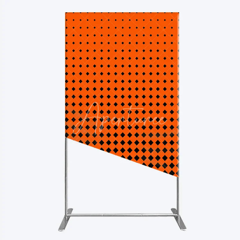 Aperturee - Aperturee Orange and Black Diamond Gradient Rectangle Backdrop Modern Geometric Pattern Party Cover