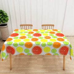 Aperturee - Aperturee Orange and Lime Citrus Rectangle Tablecloth Summer Grapefruit Fruit Table Cover Vibrant Party Decor