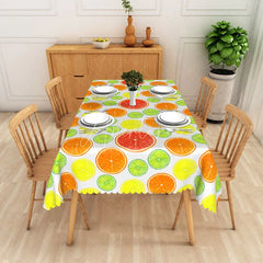 Aperturee - Aperturee Orange and Lime Citrus Rectangle Tablecloth Summer Grapefruit Fruit Table Cover Vibrant Party Decor
