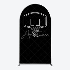 Aperturee - Aperturee Orange Black White Basketball Court Hoop Player Arch Backdrop Kit Sports Theme Birthday Party Decor