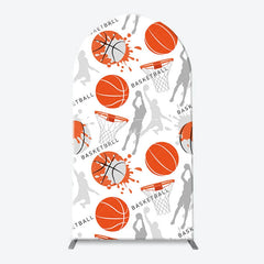 Aperturee - Aperturee Orange Black White Basketball Court Hoop Player Arch Backdrop Kit Sports Theme Birthday Party Decor