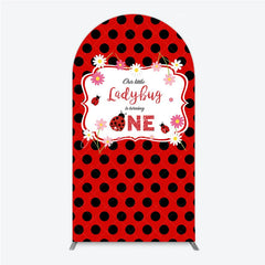 Aperturee - Aperturee Our Little Ladybug is Turning One Arch Backdrop Red and Black Polka Dot First Birthday Cute Insect Party Decor