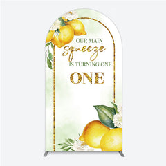 Aperturee - Aperturee Our Main Squeeze is Turning One Arch Backdrop Lemon Themed First Birthday Summer Citrus Party Photo Prop