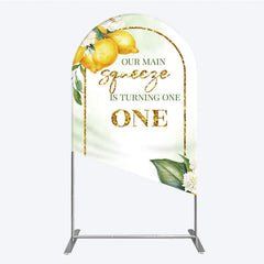 Aperturee - Aperturee Our Main Squeeze is Turning One Arch Backdrop Lemon Themed First Birthday Summer Citrus Party Photo Prop