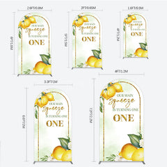 Aperturee - Aperturee Our Main Squeeze is Turning One Arch Backdrop Lemon Themed First Birthday Summer Citrus Party Photo Prop