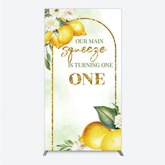 Aperturee - Aperturee Our Main Squeeze is Turning One Rectangle Backdrop Lemon Themed First Birthday Summer Citrus Party Photo Prop