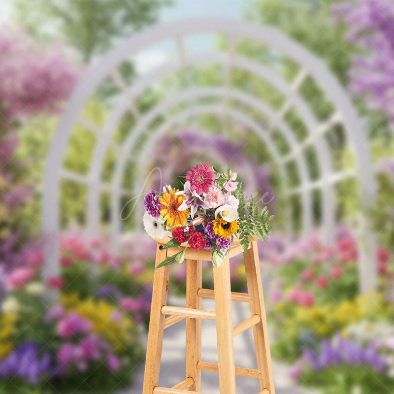 Aperturee - Aperturee Ourdoor Floral Arched Door Sweet Wedding Backdrop