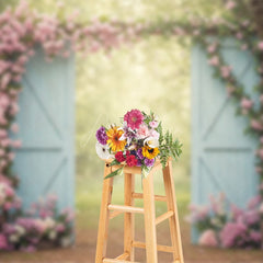 Aperturee - Aperturee Outdoor Floral Arched Door Bokeh Spring Backdrops