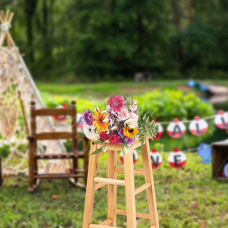 Aperturee - Aperturee Outdoor Fresh Decor Birthday Cake Smash Backdrop