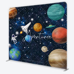 Aperturee - Aperturee Outer Space Astronaut and Planets Square Double-Sided Backdrop Galaxy Kids Birthday Party Photo Decor