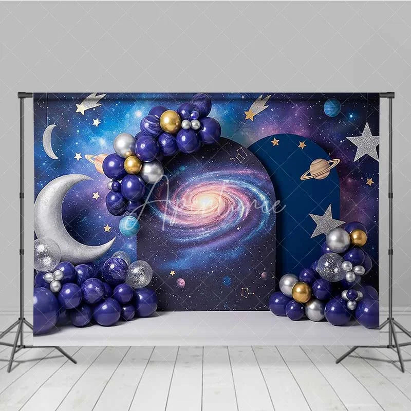 Aperturee - Aperturee Outer Space Galaxy Photography Backdrop Planets and Stars Universe Party Banner