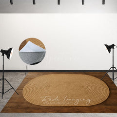 Aperturee - Aperturee Oval Taupe Wooden Fabric Floor Backdrop For Photo