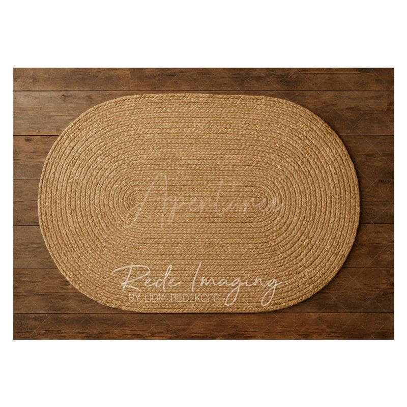 Aperturee - Aperturee Oval Taupe Wooden Pattern Rubber Floor Mat For Photo
