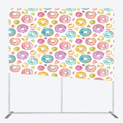 Aperturee - Aperturee Painted Colorful Donuts Birthday Pillow Case Backdrop