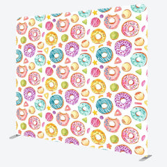 Aperturee - Aperturee Painted Colorful Donuts Birthday Pillow Case Backdrop
