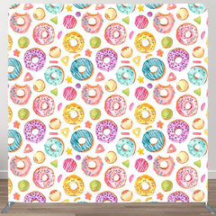 Aperturee - Aperturee Painted Colorful Donuts Birthday Pillow Case Backdrop