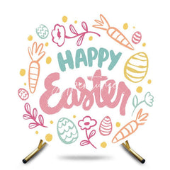 Aperturee - Aperturee Painted Cute Color Eggs Carrot Round Easter Backdrop