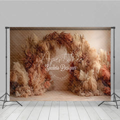 Aperturee - Aperturee Pampas Grass Arch Backdrop Boho Wedding Decor Neutral Dried Grass Photo Booth Prop for Bridal Shower