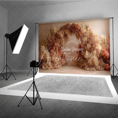 Aperturee - Aperturee Pampas Grass Arch Backdrop Boho Wedding Decor Neutral Dried Grass Photo Booth Prop for Bridal Shower