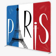Aperturee - Aperturee Paris Eiffel Tower Blue White Red Square Double-Sided Backdrop French Flag European Travel for Photo Booth