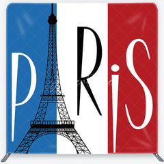 Aperturee - Aperturee Paris Eiffel Tower Blue White Red Square Double-Sided Backdrop French Flag European Travel for Photo Booth